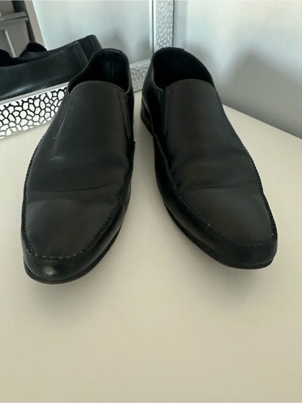 ADELS Shoes Classic Men's Black Leather Slip-On Dress Shoes Sz US 12/30cm A EU46